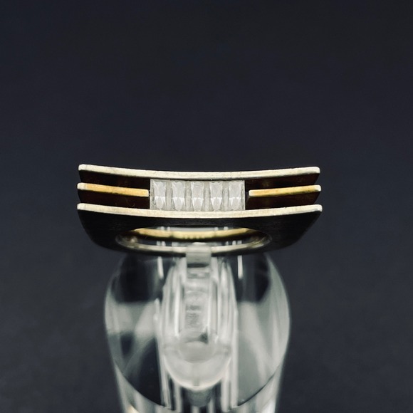 Vintage Sterling Silver Modernist Negative Space Ring Size 7.75 - Picture 3 of 11